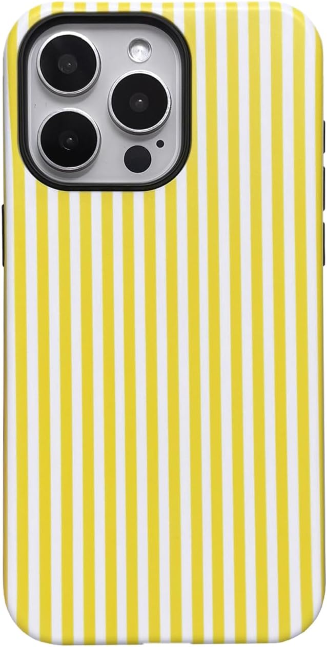 for iPhone 13 Pro Max Case Striped Cute Aesthetics Phone Case Trendy Protective Shockproof Cover for iPhone 13 Pro Max Yellow White