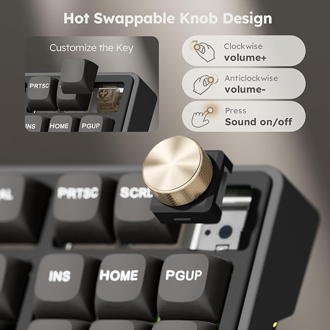 RK ROYAL KLUDGE R87 Pro Wired Mechanical Keyboard with Hot Swappable Knob 75% Creamy Gaming Keyboard 88 Keys TKL Gasket Mounted RGB Backlit with QMK/VIA, MDA Profile, Linear Creamy Switch, Black