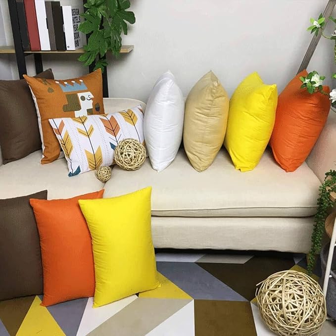 Thmyo 4-Pack 100% Cotton Comfortable Solid Decorative Throw Pillow Case Square Cushion Cover Pillowcase Sublimation Blank Pillow Covers DIY Throw Pillowcase for Couch Sofa(16x16 inch/ 40x40cm,Khaki)