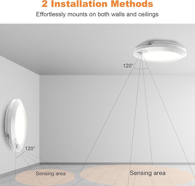 Battery Operated Motion Sensor Light Indoor, 6.3", 210LM, 6000K Cool White, Wireless Stick-on or Screw Mount for Ceiling/Wall, for Closet, Pantry, Shed and Cabinet, 2-Pack