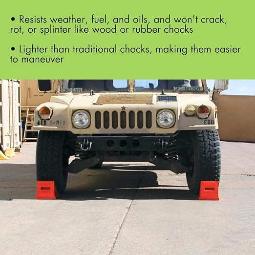 Checkers Roped Pair of Large Wheel Chocks for 27-35" Tires, Heavy Duty Wheel Chock for Semi Trucks, Utility, Tractor Trailer, 30k lb Load Capacity, Made in The USA, Polyurethane, UC1700-P