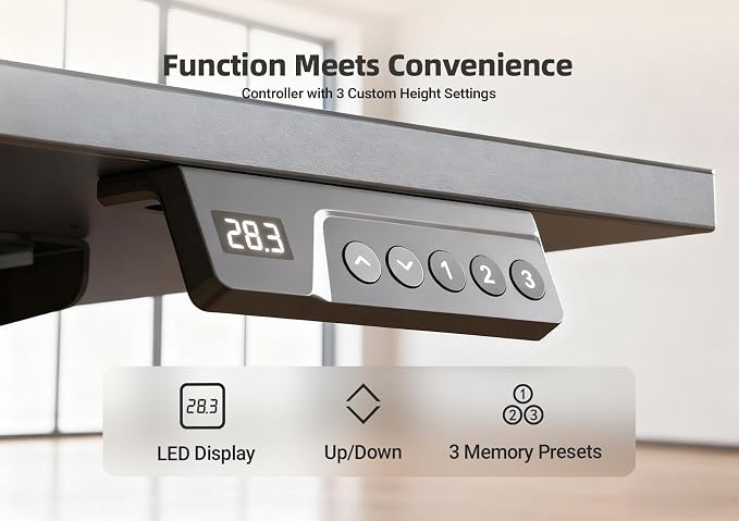 YDN 55 x 24 Inch Black Electric Standing Desk | Adjustable Height, Sit Stand, Cable Management, Ergonomic, Home Office