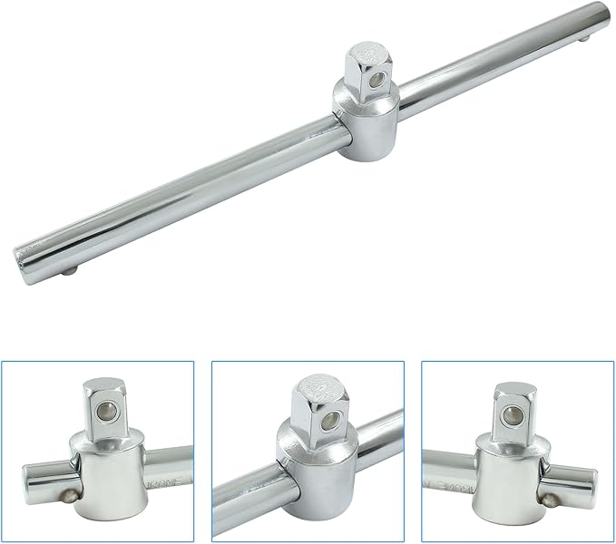 1/2 Inch T-Handle Wrench 250mm/9.84 Inch Length Adjustable T-Handle Socket Hand Tool, Chrome Vanadium Steel Drive Sliding Wrench Breaker Bar For Car Repair
