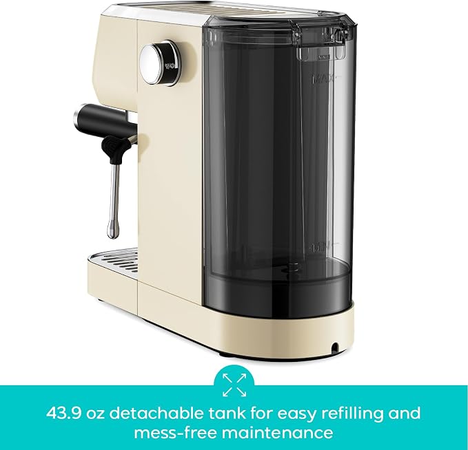 CASABREWS 3700 Essential Espresso Machine, Stainless Steel Espresso Maker | 20-Bar Italian Pump, Powerful Steam Wand, 43.9oz Removable Water Tank, Compact Espresso Maker for Home, Cappuccino & Latte