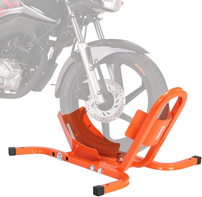 1800 Lb Capacity Heavy Duty Motorcycle Wheel Chock – Dirt Bike Wheel Chocks Adjustable 16"-21" Tire Fit for Cruisers, Dirt Bikes & ATVs, Rust-Resistant Steel Trailer & Garage Mount,Orange