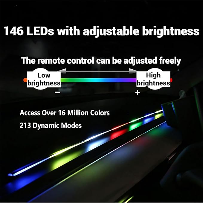Neoflow Dynamic RGB Interior Light Kit,Neoflow LED Light,6 Light Strips Kit,Access Over 16 Million Colors and 213 Dynamic Modes,Adjustable Brightness,for Cars,Trucks,Suv (Kit+4*Synced Footwell Lights)