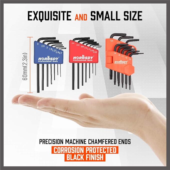SEDY 22 Piece Mini Hex Key Allen Wrench Set - Hex/Torx, Metric/SAE (3-IN-ONE, Cr-V)