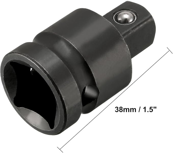 uxcell 1/2" Drive (Female) x 3/8" (Male) Impact Socket Reducer for Use with Air Impact Wrenches, Breaker Bars, Ratchets, CR-MO Steel