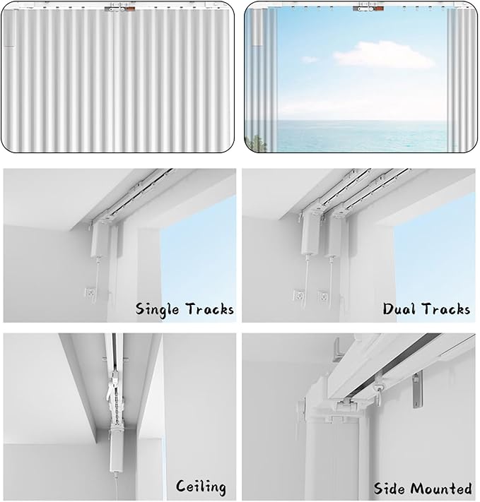 Electric Ceiling Curtains Track Kit with Hooks, Automatic Curtain Smart Curtians System, Multiple Sizes Wall Mount Curtain Track for Living Room Bedroom Room Divider,White,7m/22.9ft