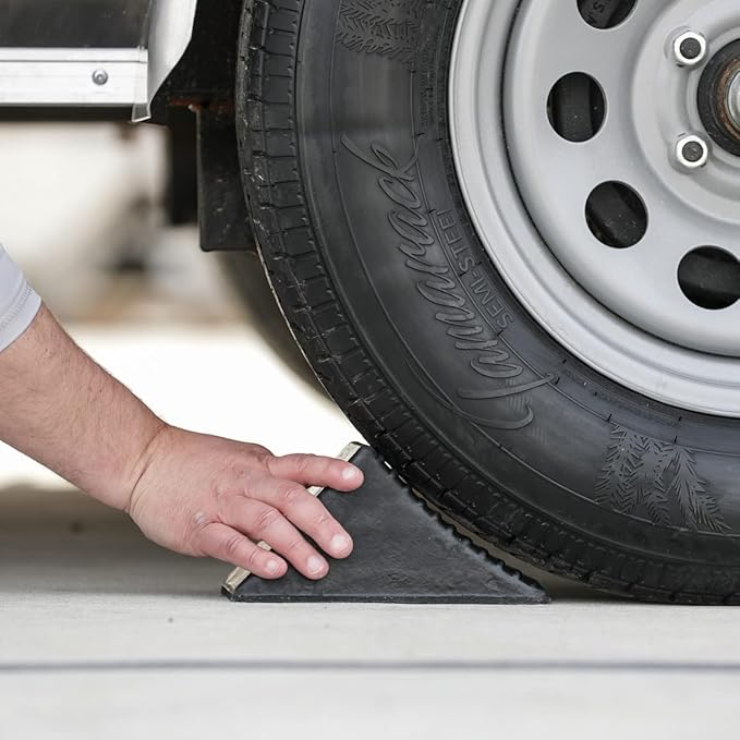 Buyers Products WC1467A Rubber Wheel Chock, 5x6x5 in, Resists Oil, Rust, Salt & Sun, Durable & Secure Tire Stopper for Service and Parking, Ideal for Cars, Utility Vehicles, Trailers, Trucks & RVs