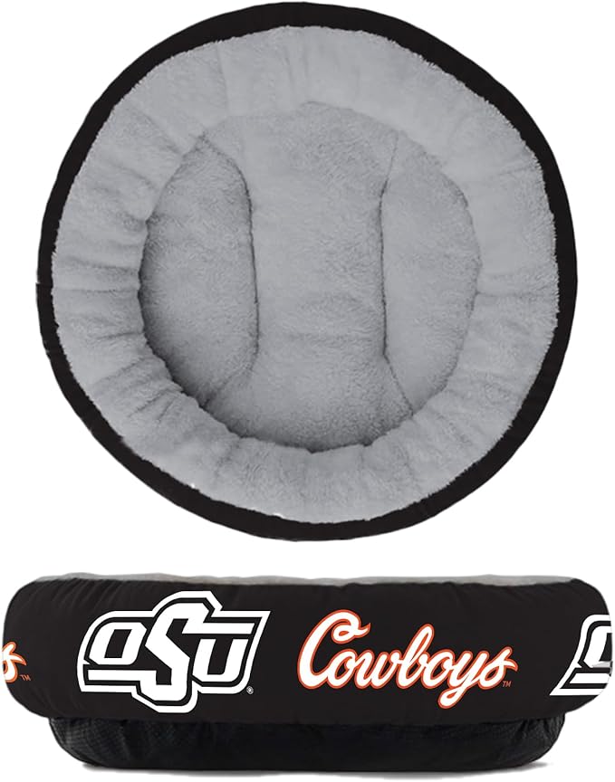 ShopInstaPets Oklahoma State Cowboys Officially Licensed Plush Donut Pet Bed – Cozy, Machine Washable, Perfect for Pets (Extra Large)