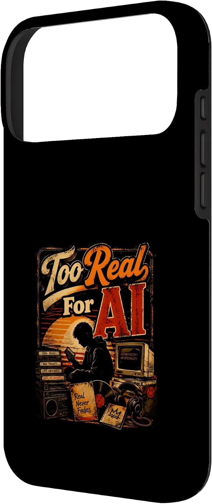 Too Real for AI - Authentic Music Lovers Case for iPhone 17 Pro Max