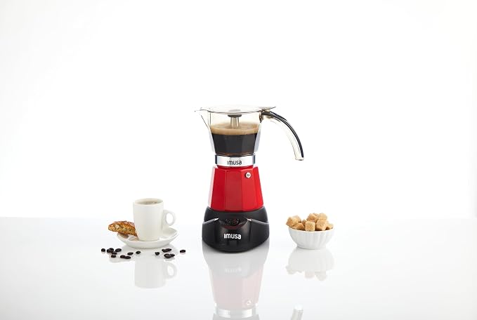 IMUSA 6 or 3 Cup Electric Espresso Coffee Maker with Cool-touch Handle, Red | Detachable Base, Visual Brewing Indicator, Durable Aluminum Construction, Ideal for Cuban and Italian Coffee