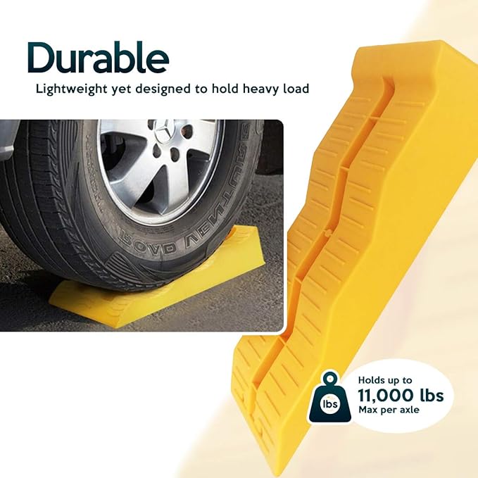 ZONETECH Automotive Leveling Ramps- Premium Quality Camper Trailer SUV Car Wheel Chocks, Leveler, Stabilizer on Uneven Ground- Great for Raising Auto