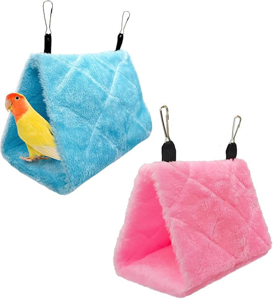 2Pcs Bird Tent Plush Hammock Hanging Warm nest 6.3''X5.1''X4.7'' Cage Parrot Snuggle Sleeping Bed hut Hideout Cave for Eclectus Parakeet Cockatoo Cockatiels Conure Lovebird