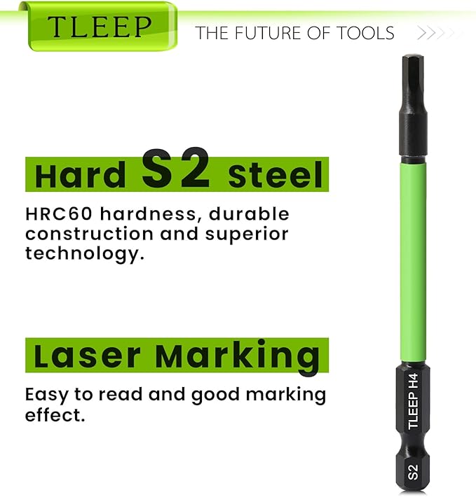 3.5" Long 1/4" Hex Head Allen Wrench Drill Bits, Metric 4mm Impact Driver Bit Set - Magnetic Tips Screwdriver Bits - S2 Steel, New Version Hex Keys with Storage Case