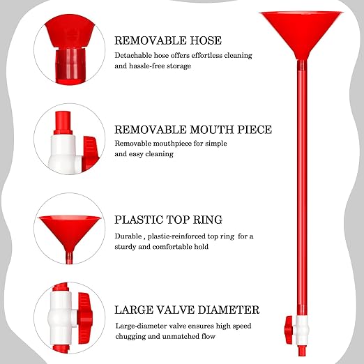 2 Set Beer Bong Tube and Funnel with Valve Drinking Funnel with 8 Interchangeable Mouthpieces 2 Shotgun Keychain Tool for Bachelor Party Christmas, College Party, Drinking Games