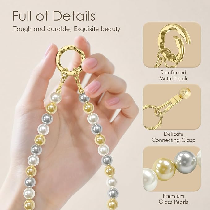 SURPHY Phone Charm, Handmade Beaded Phone Wrist Strap with Tether Tab | Phone Charm Strap, Phone Chain with Premium Metal Buckle, Wrist Strap Fits Cellphone Cases, Wallets, Bags, Keys