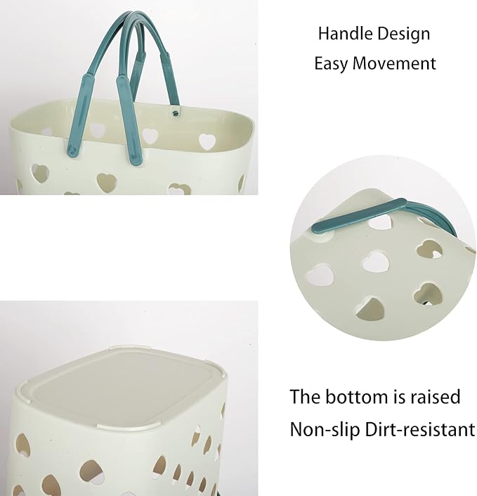 Anyoifax Portable Shower Caddy Tote Plastic Storage Basket with Handle Box Organizer Bin for Bathroom, Pantry, Kitchen, College Dorm, Garage - Green