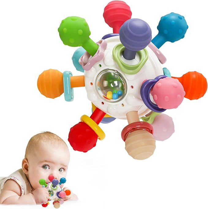 Baby Montessori Sensory Toys for 0-6 6-12 Months, Baby Teether Teething Toys for Babies 0 3 6 9 12 18 Months, Newborn Infant Learning Developmental Toys Gifts for 1 2 Year Old Boys Girls