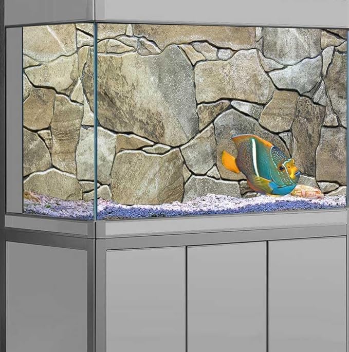 48X24IN Marble Aquarium Background, Art Marble Aquarium Background, Natural Marble Glass Terrarium Background with 8 EVA Double-Sided Tape