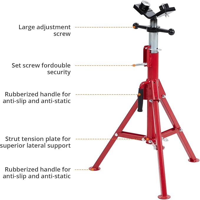 2PCS Pipe Jack Stand, Heavy Duty Pipe Stand, 2-Ball Transfer, 2500LB Jack Stands Carbon Steel with Portable Folding Legs 28-52 Inch Height Adjustable 1/8"-12" Capacity