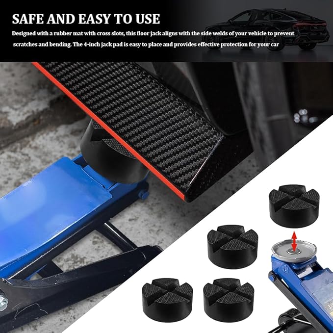 Rubber Cross Slotted Jack Stand Pad, Disk Frame Rail Protector, Anti-Slip Pinch Weld Jack Adapter, Car Lift Jack Puck Pad, Car Lift Protection Tool, Universal Vehicle Repair Tool
