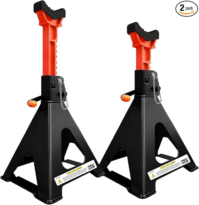 Upgraded 3 Ton Jack Stands (6,600 LBs) with 2 Crossbars & Double Locking - Heavy Duty Car Jack Stand for Trucks, SUV, Car, UTV/ATV Garage Lifting Tool, 11.61" to 16.34" Height, 1 Pair
