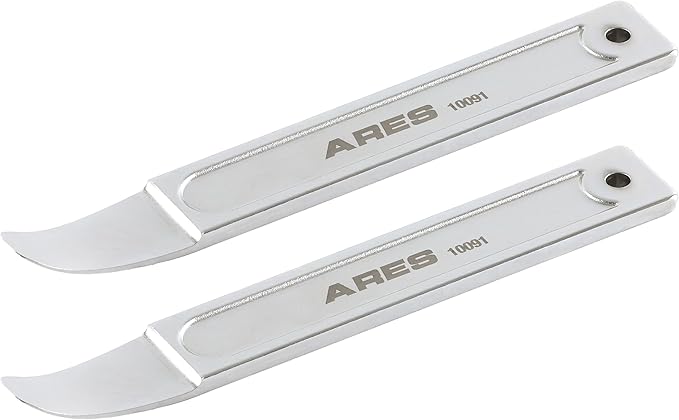 ARES 10092-2-Piece Compact Panel/Trim Wedge Metal Prybar Tool Set - Durable Prybar Easily Removes Trim, Paneling, Sheet Metal, Fasteners, and More - Compact Design Skin Wedge for Confined Spaces