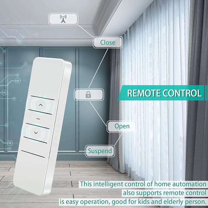ZigBee 3.0 Smart Curtain Motor with Ripple Fold Track, Mini Silent Electric Drapery System, 1.2N.m App Voice Control Compatible with Alexa & Google Home (3 meters (118.1 inches))