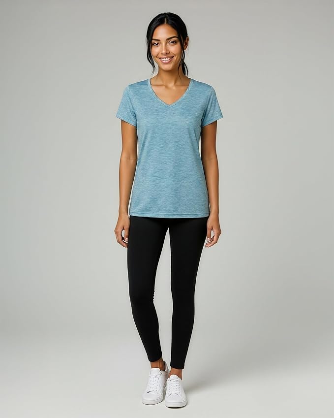 5 Pack Women's Dry Fit V Neck Workout Tops T Shirts Athletic Gym Yoga Tees | Available In Plus Size, Cooling Moisture-Wicking, Short Sleeve, Quick-Dry, Fitness, Stretch, Exercise, Running, Hiking