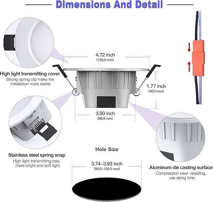 4" Smart Recessed Lighting 10 Pack, Multicolorred, Dimmable, 2700K~6500K, CRI80+, 4 Inch Color Changing Bluetooth Mesh LED Ceiling Light, RGB Canless Retrofit LED Downlight