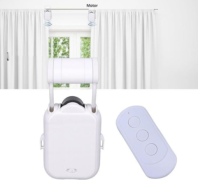 Smart Curtain Motor, Tuya App Controlled Automatic Opener with 5200mAh Battery and Safety Sensor, Easy Install Cordless Motorized Curtain Track for Home, Office and Bedroom