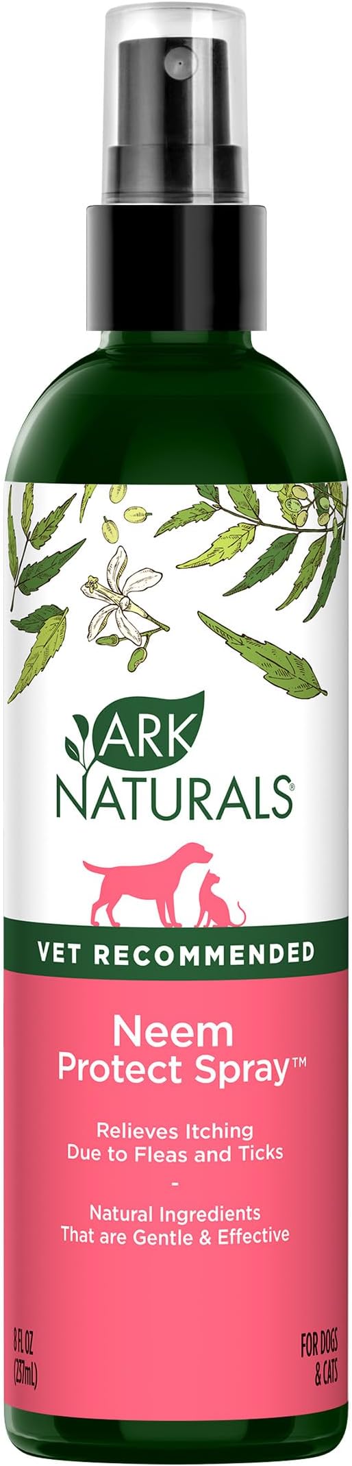 ARK NATURALS Neem Protect Spray, Relieves Itching and Irritation on Cats and Dogs, 8oz Spray Bottle,Whites & Tans