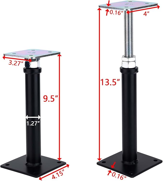 2-Pack Adjustment Floor Jack Post Floor Jack Lift Supports 9.5-13.5 Inch Adjustable House Jack,Adjust Supports,Lift Supports,Mini Screw Jack, Floor Straightener,Level Supports