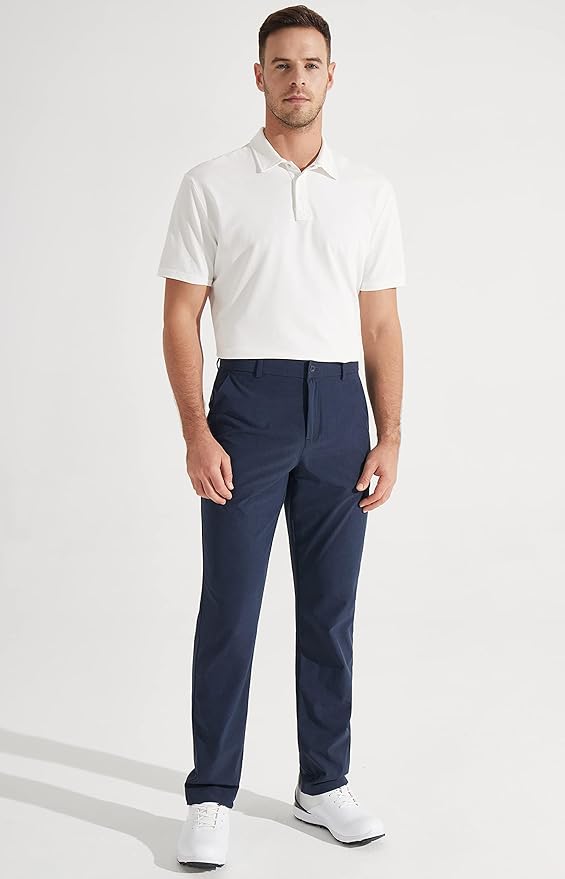 Libin Mens Golf Pants Stretch Work Dress Pants 30"/32"/34" Quick Dry Lightweight Casual Comfy Trousers with Pockets