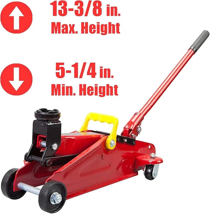 BIG RED T82012 Torin Hydraulic Trolley Service/Floor Jack with Blow Mold Carrying Storage Case, 2 Ton (4,000 lb) Capacity, Red