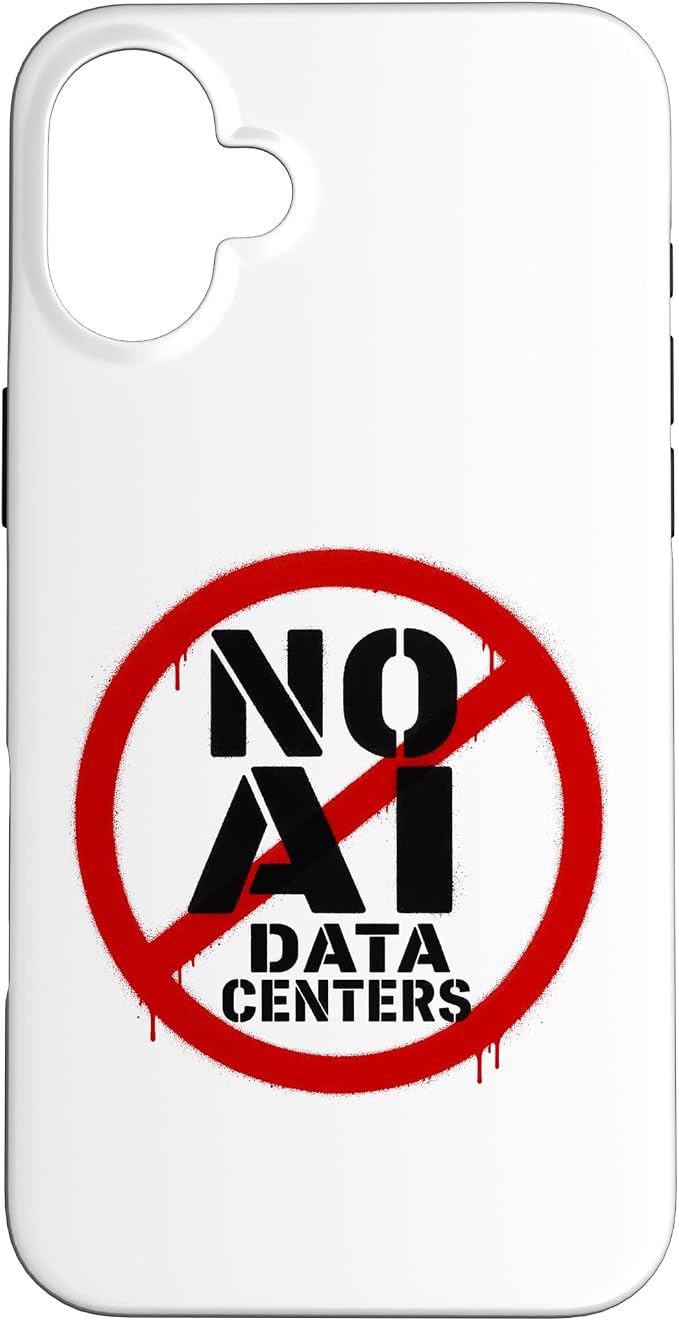 No AI Data Centers ��� Simple Minimal Spray Paint Style Text Case for iPhone 16 Plus