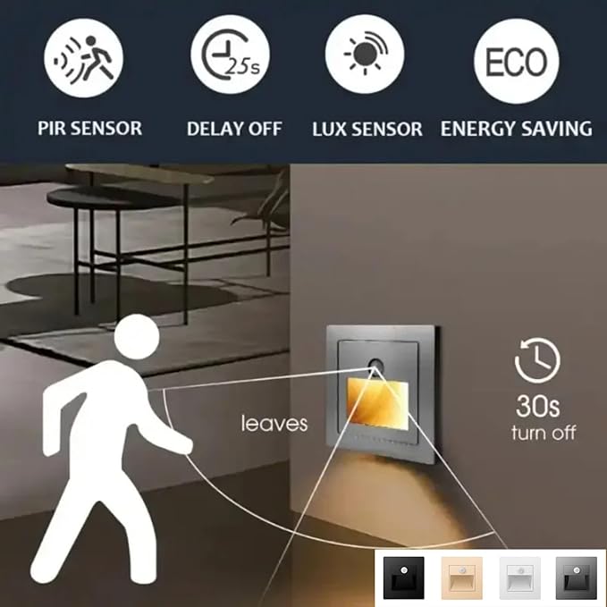 10 Pack Motion Detector Sensor LED Stair Light Infrared Human Body Induction Lamp Recessed Steps Ladder Staircase Bedroom Decoration LED Night for Kitchen, Bathroom, Stairs