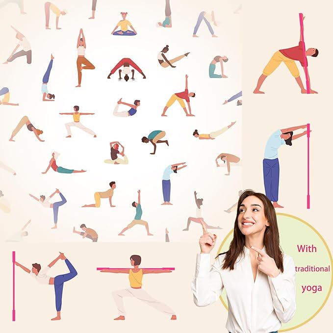 5ft Yoga Stick from Natural Bamboo with Non-Slip Handle-Stretching Stick for Mobility, Flexibility,Exercise,Workout, Physical Therapy,Pilates,Balance Fitness-Access Online Video Guide Without Any Info