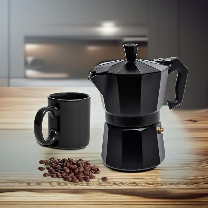 Mixpresso 3 Cup Moka Pot Stovetop Espresso Maker, Italian Cuban Coffee Pot | 5oz aluminum Italian coffee maker for gas and electric stovetops, small design for traditional coffee at home, Mug 4.4 Oz