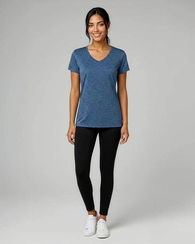5 Pack Women's Dry Fit V Neck Workout Tops T Shirts Athletic Gym Yoga Tees | Available In Plus Size, Cooling Moisture-Wicking, Short Sleeve, Quick-Dry, Fitness, Stretch, Exercise, Running, Hiking