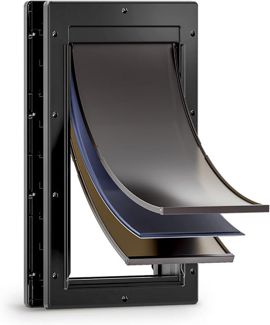 3-Flap Dog Door, Large Doggy Door, Doggie Door for Install in Interior and Exterior Doors or Wall, Insulation Layer, 2 Magnetic Flaps, Closing Panel, Never Rust, for Pet Up to 100lb (Large)