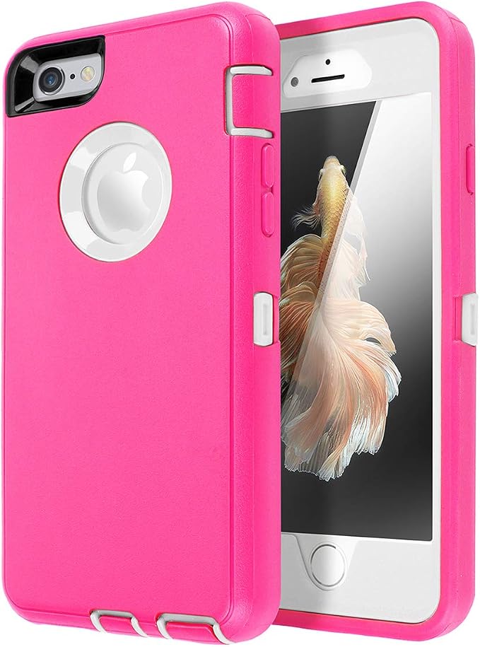 AICase iPhone 6 Case, iPhone 6S Case [Heavy Duty] Built-in Screen Protector Tough 3 in 1 Rugged Shockproof Cover for Apple iPhone 6/6S (Pink/White)