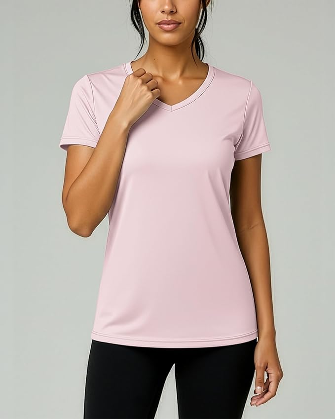 5 Pack Women's Dry Fit V Neck Workout Tops T Shirts Athletic Gym Yoga Tees | Available In Plus Size, Cooling Moisture-Wicking, Short Sleeve, Quick-Dry, Fitness, Stretch, Exercise, Running, Hiking