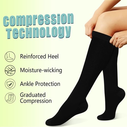 Copper Compression Socks - 15-20 mmHg Circulation Support for Men & Women | 8 Pairs for Travel & Sports