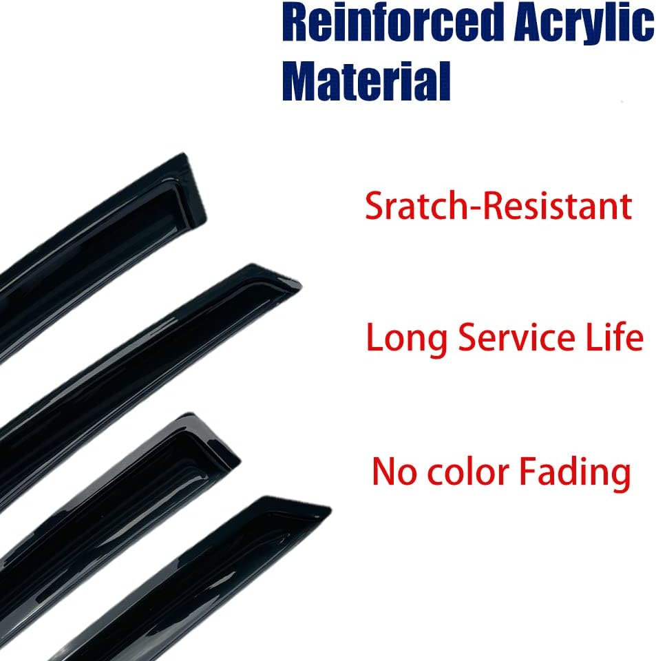 94276 Sunproof Waterproof Side Window Wind Deflector, 4pcs Protective Replacements Rain Guards, Window Visor fit for 2017 2018 2019 2020 2021 2022 2023 2024 Honda Ridgeline