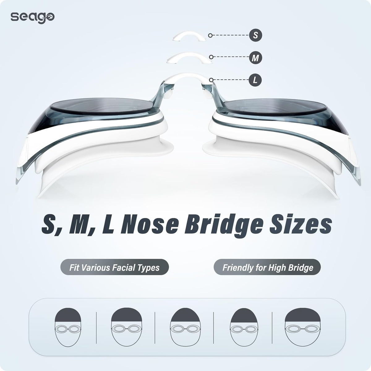 Seago Swimming Goggles - Anti-Fog & UV Protection | 2-Pack for Adults, Men & Women