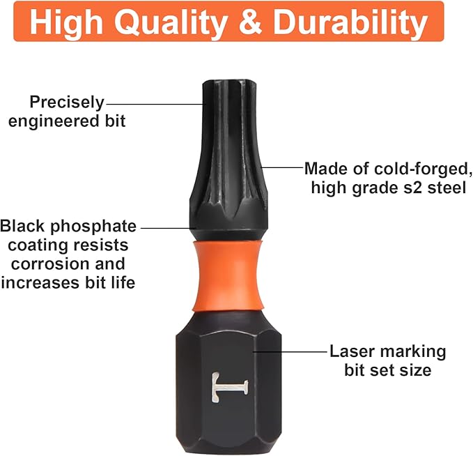 Pro T40 Bit Assortment - Screwdriver Bits Set 20Pcs, 25mm Length, Torx Screwdriver Bit, 1/4 Inch Hex Shank, with Storage Box
