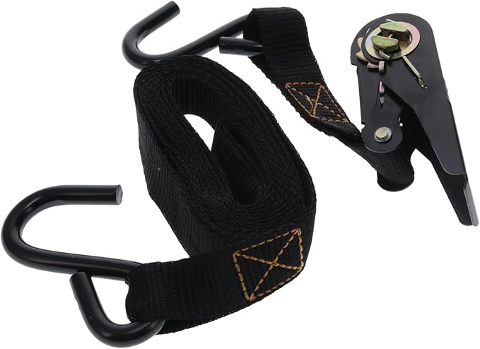 MUDDY 1" X 8' Rugged Durable Lightweight Reliable Adjustable Versatile Outdoor Treestand Ratchet Tie Down Strap with 2 Hardened Steel Hooks, 1 Pack